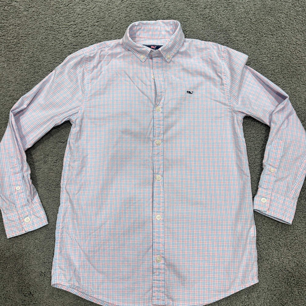 Vineyard Vines Light Pink and Blue Plaid Shirt